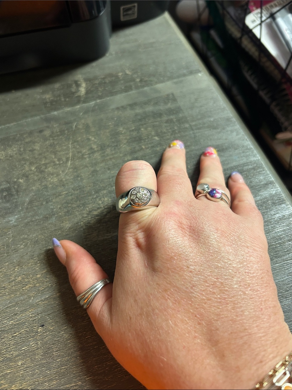 Sterling Silver Cluster Ring with Round Cubic Stone size 11